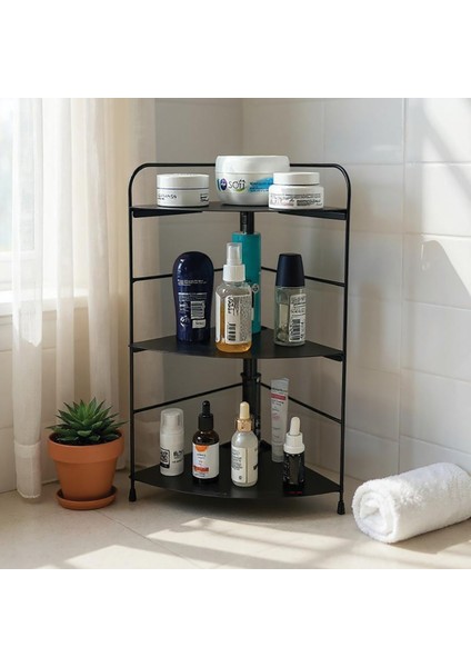 Banyo Mutfak Düzenleyici Organizer Köşe Rafı - Ayarlanabilir 3 Raflı Baharatlık