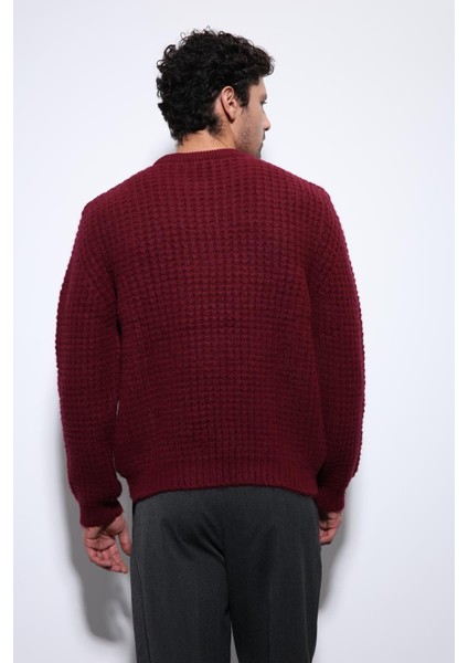 Bordo Örme Dokulu Erkek Kazak fırsatları