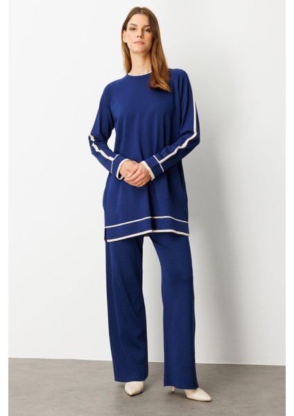 Çizgi Detaylı Triko Takım-SAX