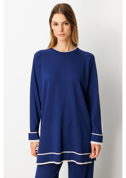 Çizgi Detaylı Triko Takım-SAX fırsatları