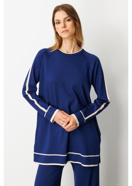 Çizgi Detaylı Triko Takım-SAX