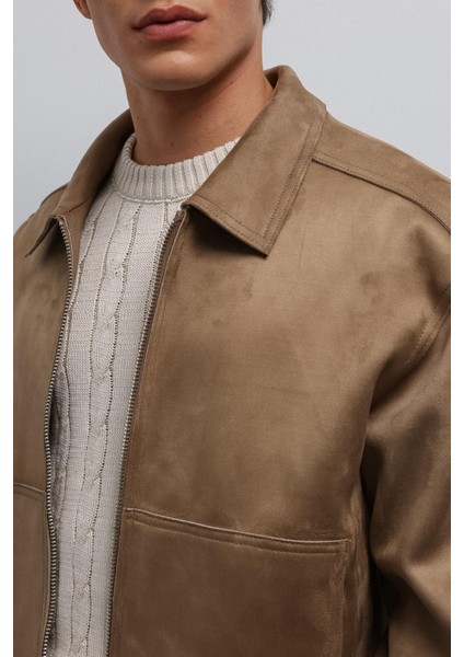 Bej Fermuarlı Suni Süet Erkek Mont indirimleri