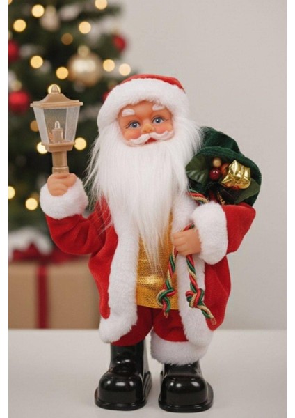 Yılbaşı Süsü Noel Baba Biblo Figür 25CM - Çuvalı ve Aksesuarları ile