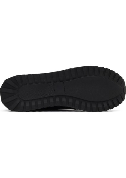 Erkek Siyah Bağcıklı Kalın Tabanlı Deri Casual Sneaker 25WFD695114 fırsatları