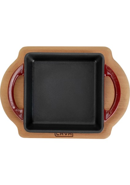 Döküm Kare Sahan Döküm Demir Yekpare Çift Kulplu Kayın Servis Ahşabı Ölçü 12X12CM.-BORDO modelleri