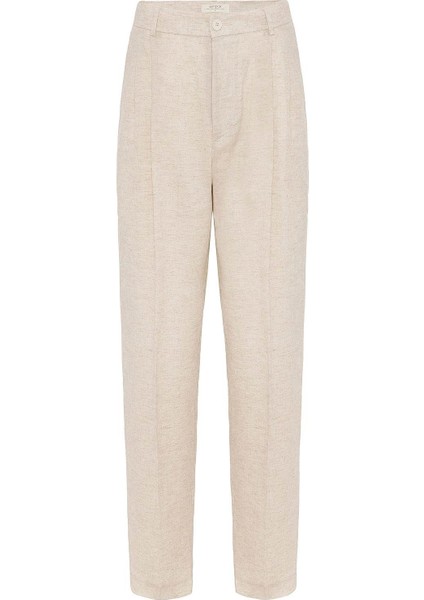 Ekru Keten Karışımlı Erkek Baggy Pantolon indirimleri