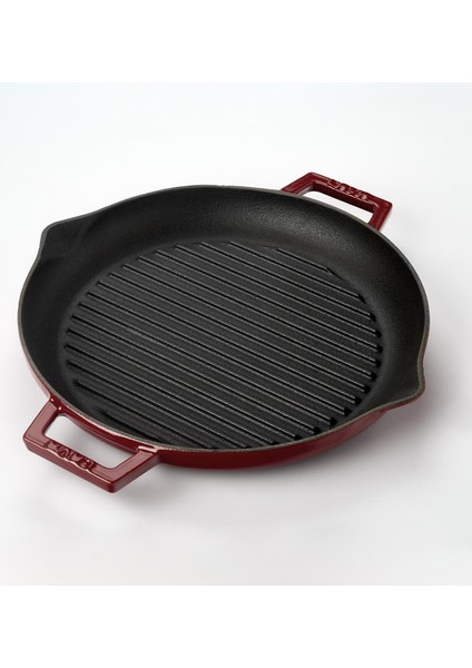 Döküm Yuvarlak Izgara Tavası Döküm Demir Yekpare Çift Kulplu ÇAP(Ø)26CM.-BORDO fiyatları