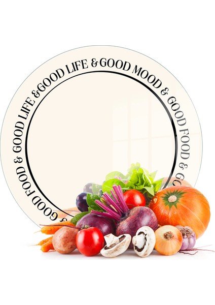 Cam Kesme Tahtası ve Sunumluk Yuvarlak Good Life 30X30 cm