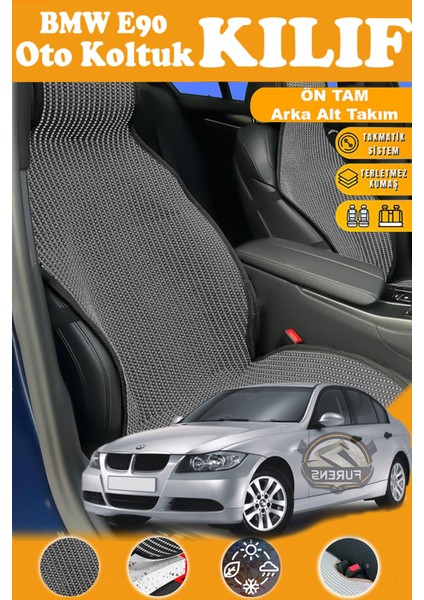 Bmw E90 Uyumlu Siyah Prestij Serisi Dokuma Kumaş Oto Koltuk Kılıfı Ön Tam Arka Alt