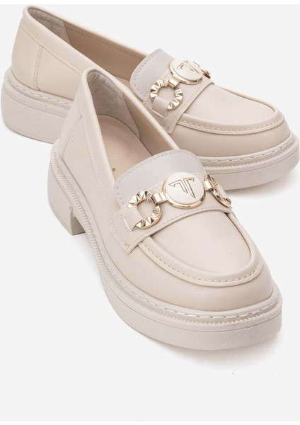 Kadın Günlük Ayakkabı Bej Cilt