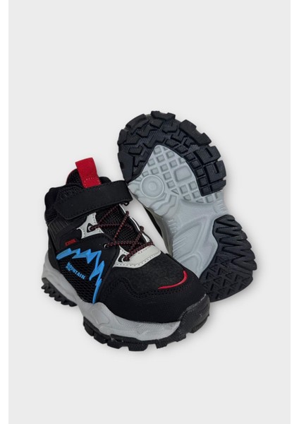 Cırtlı Soğuk Geçirmez Outdoor Çocuk Bot Siyah - Mavi