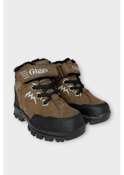 Cırtlı Fermuarlı Içi Yünlü Soğuk Geçirmez Outdoor Günlük Çocuk Bot Kahverengi modelleri