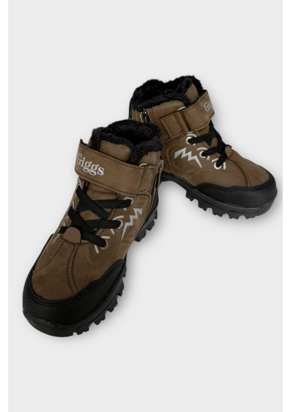 Cırtlı Fermuarlı Içi Yünlü Soğuk Geçirmez Outdoor Günlük Çocuk Bot Kahverengi indirimleri