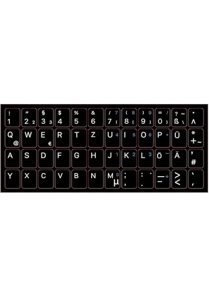 Almanca Q Klavye Etiketi Laptop Macbook Pc Sticker - Siyah AL2997