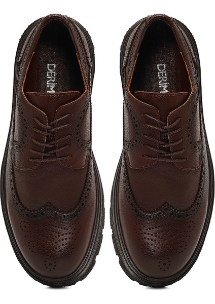 Erkek Kahverengi Bağcıklı Deri Casual Ayakkabı 25WFD7015FT