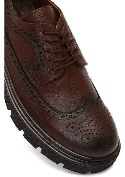 Erkek Kahverengi Bağcıklı Deri Casual Ayakkabı 25WFD7015FT