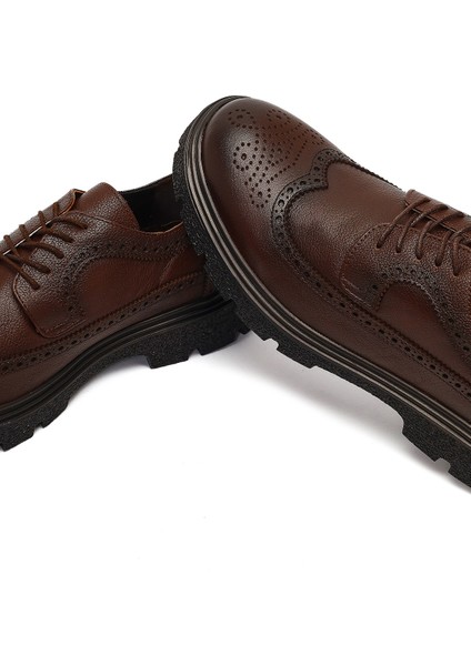 Erkek Kahverengi Bağcıklı Deri Casual Ayakkabı 25WFD7015FT