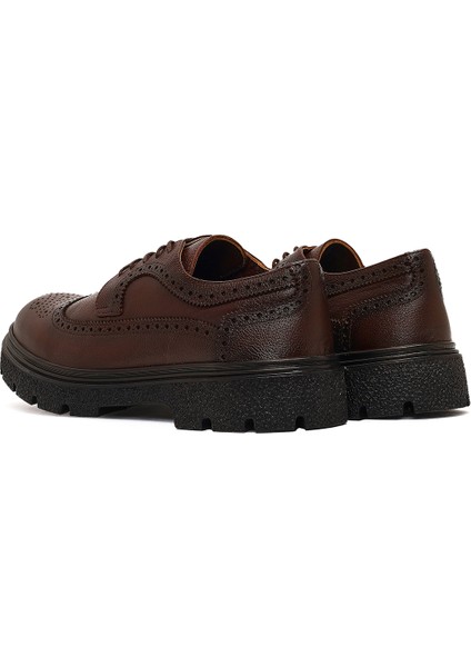 Erkek Kahverengi Bağcıklı Deri Casual Ayakkabı 25WFD7015FT