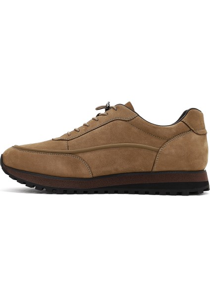 Erkek Vizon Bağcıklı Kalın Tabanlı Nubuk Deri Casual Sneaker 25WFD6951V3 fiyatları