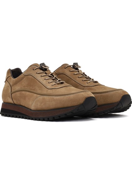 Erkek Vizon Bağcıklı Kalın Tabanlı Nubuk Deri Casual Sneaker 25WFD6951V3 modelleri