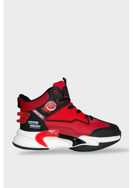 Çocuk Boğazlı Basketbol Tarzı Spor Ayakkabı Kırmızı