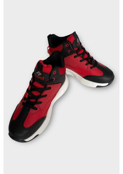 Çocuk Boğazlı Basketbol Tarzı Spor Ayakkabı Kırmızı modelleri