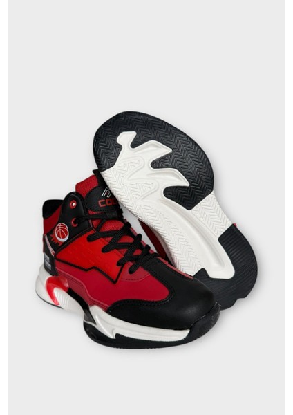 Çocuk Boğazlı Basketbol Tarzı Spor Ayakkabı Kırmızı