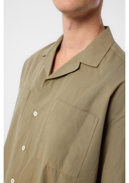 Haki Relax Fit Kısa Erkek Gömlek modelleri