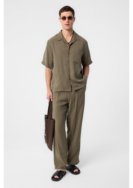 Haki Modal Kumaş Erkek Gömlek fiyatları