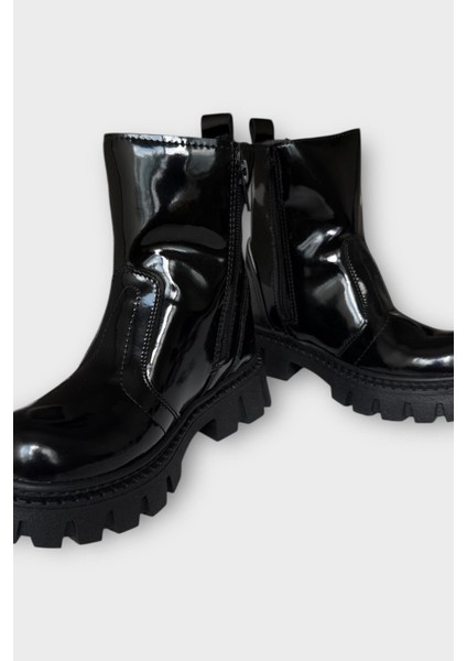 Kız Çocuk Lastik Detaylı Kalın Taban Bot Siyah - Siyah fırsatları