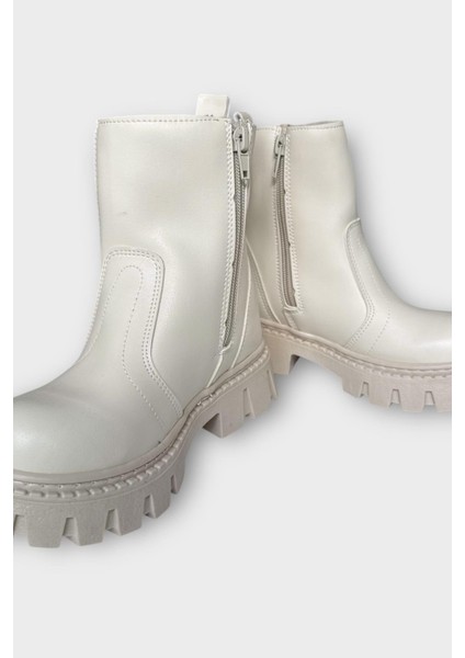 Kız Çocuk Lastik Detaylı Kalın Taban Bot Bej fırsatları