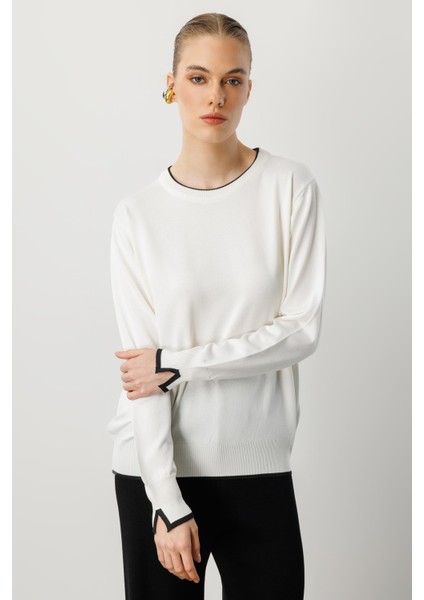 Biye Detaylı Basic Triko Kazak-Kemık modelleri