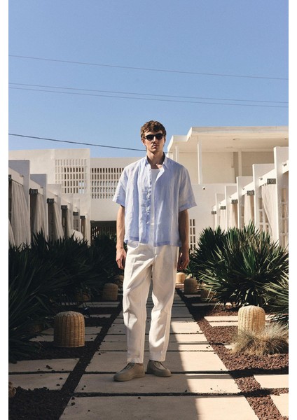 Bebe Mavi 100% Keten Relaxed Erkek Gömlek fiyatları