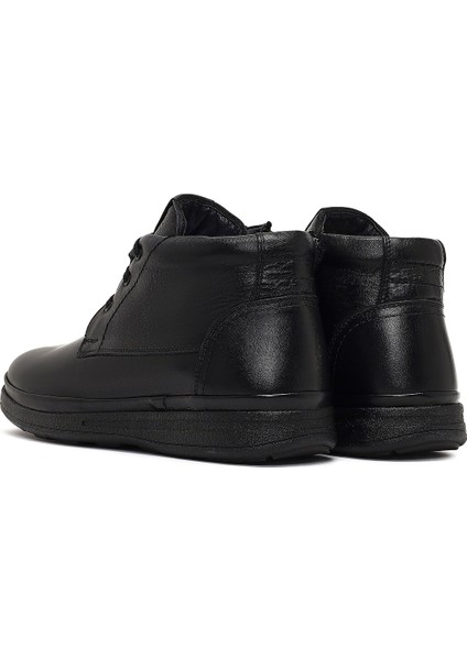 Erkek Siyah Bağcıklı Fermuarlı Deri Casual Bot 25WFD815218
