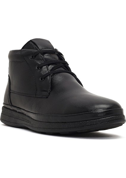 Erkek Siyah Bağcıklı Fermuarlı Deri Casual Bot 25WFD815218