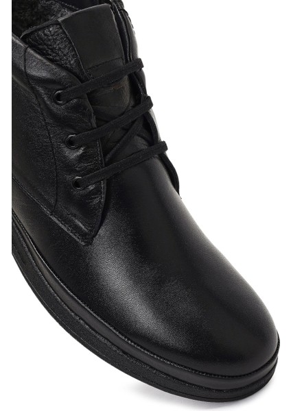 Erkek Siyah Bağcıklı Fermuarlı Deri Casual Bot 25WFD815218