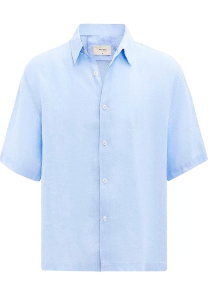 Bebe Mavi 100% Keten Relaxed Erkek Gömlek