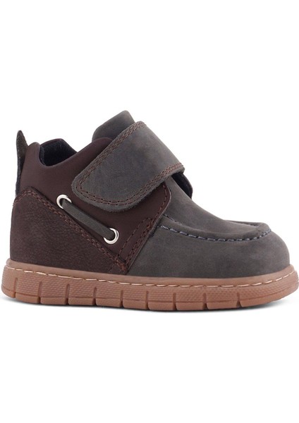 Hakiki Deri Gri Kahverengi Cırt Cırtlı Bebek Bot