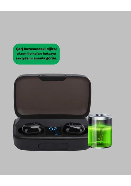 Dokunmatik Kontrollü Abs Malzemeli Bluetooth Kulaklık + Yüksek Kapasiteli Kutu fiyatları