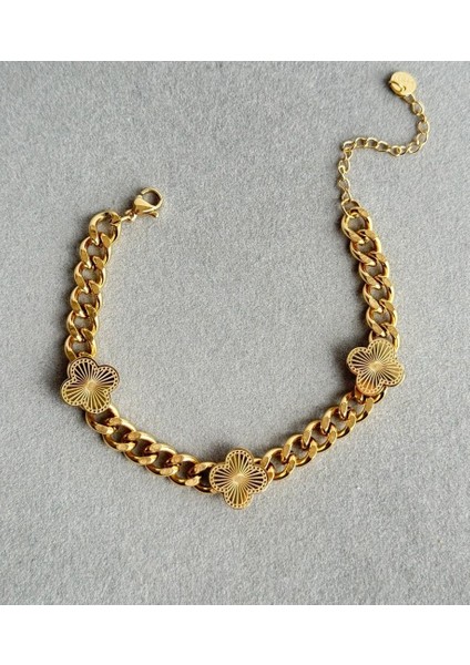 Çelik Gold Yonca Bileklik Hediyelik