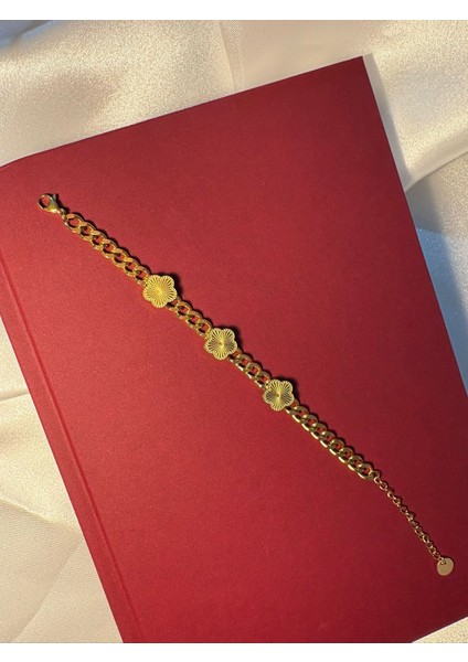 Çelik Gold Yonca Bileklik Hediyelik modelleri