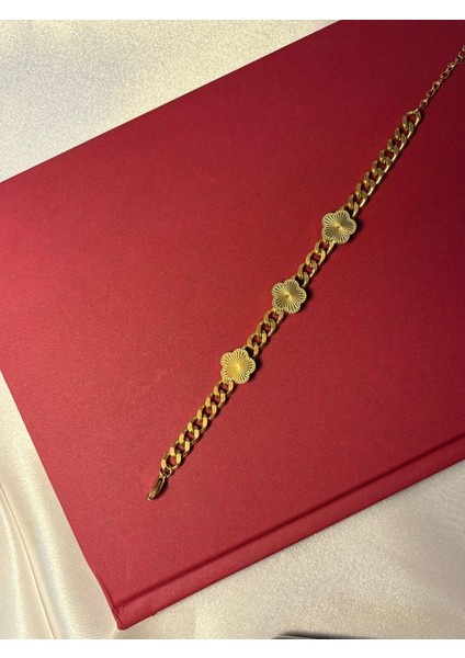 Çelik Gold Yonca Bileklik Hediyelik