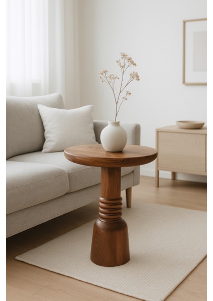 Masif Fındık Renk Yan Sehpa – Doğal Ahşap Tekli Mantar Sehpa fiyatları