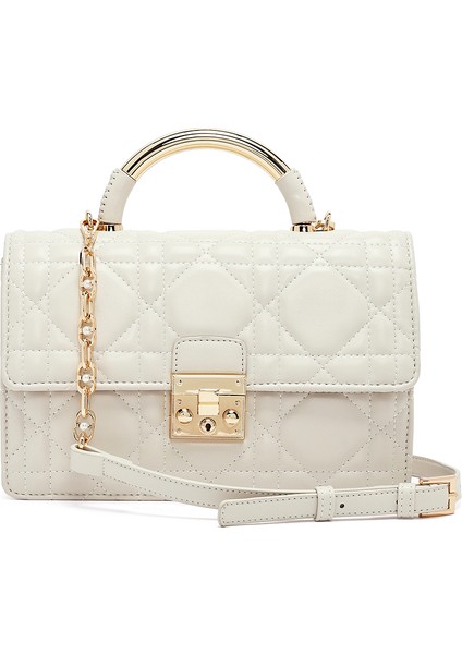 Kadın Krem Uzun Askılı Mini Kapitone Çapraz Çanta 25ABD2433KP