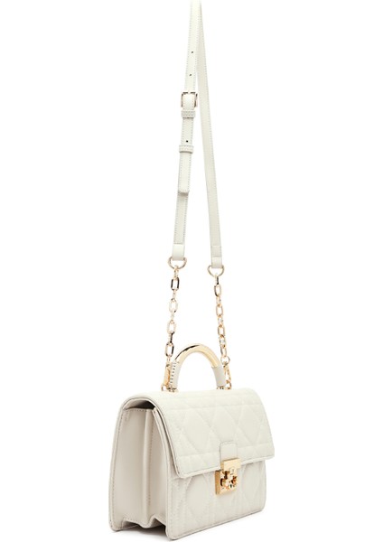 Kadın Krem Uzun Askılı Mini Kapitone Çapraz Çanta 25ABD2433KP