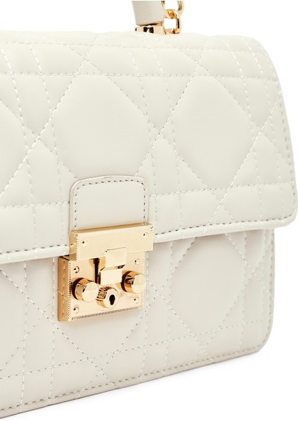 Kadın Krem Uzun Askılı Mini Kapitone Çapraz Çanta 25ABD2433KP