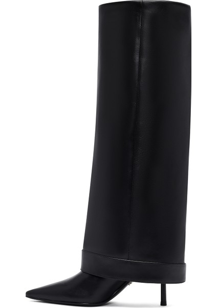 Kadın Siyah Tokalı Ince Topuklu Deri Çizme 25WFD491818 fırsatları