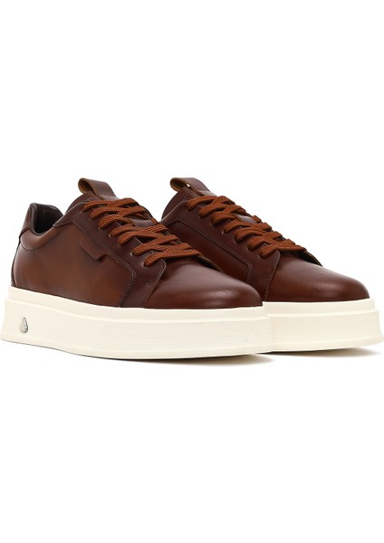 Erkek Kahverengi Bağcıklı Kalın Tabanlı Deri Sneaker 25WFD611518 modelleri