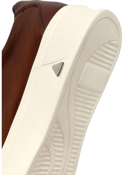 Erkek Kahverengi Bağcıklı Kalın Tabanlı Deri Sneaker 25WFD611518