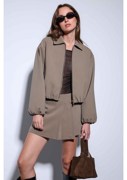 Haki Fermuarlı Bomber Kadın Ceket fiyatları